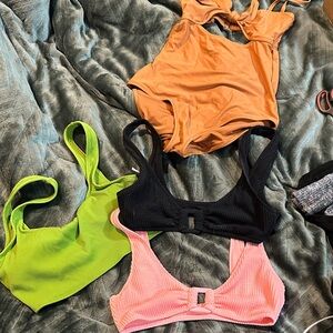 Small Aerie swim lot Colorful Ribbed Bikini Tops and Bottoms